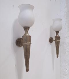 Pair of Mid century Modern wallights attributed to Jean Perzel  - 3479529