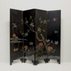 Pair of MidCentury 4 Fold Lacquer Screens China - 4078276