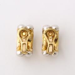 Pair of Midcentury 14 Carat Yellow and White Gold Earrings Inset with Diamonds - 3197677