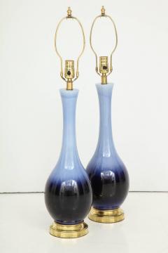 Pair of Midcentury Blue Ombre Lamps - 775867