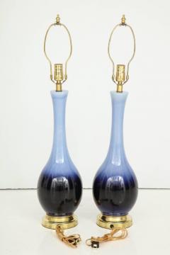 Pair of Midcentury Blue Ombre Lamps - 775869