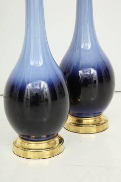 Pair of Midcentury Blue Ombre Lamps - 775870