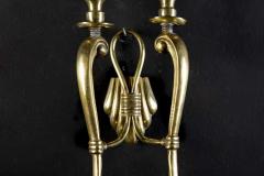 Pair of Midcentury Brass Scones or Wall Lights Italy Guglielmo Ulrich Style 1940 - 1728155