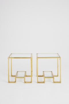 Pair of Midcentury Brass Two Tiered Side Tables - 1706878