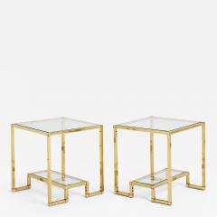 Pair of Midcentury Brass Two Tiered Side Tables - 1707090
