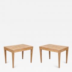 Pair of Midcentury Cerused Oak Parquetry Tables on Tapered Legs - 1219552