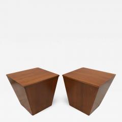 Pair of Midcentury End Table Cube Boxes with Storage Interiors - 1344486