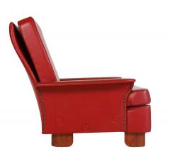 Pair of Midcentury Italian Modern Art Deco Lounge or Club Chairs in Red - 1761687