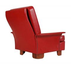 Pair of Midcentury Italian Modern Art Deco Lounge or Club Chairs in Red - 1761688