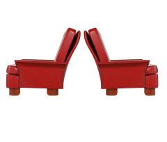 Pair of Midcentury Italian Modern Art Deco Lounge or Club Chairs in Red - 1761690