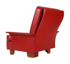 Pair of Midcentury Italian Modern Art Deco Lounge or Club Chairs in Red - 1761697