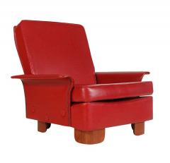 Pair of Midcentury Italian Modern Art Deco Lounge or Club Chairs in Red - 1761698