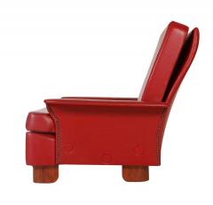 Pair of Midcentury Italian Modern Art Deco Lounge or Club Chairs in Red - 1761699