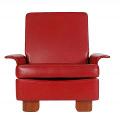 Pair of Midcentury Italian Modern Art Deco Lounge or Club Chairs in Red - 1761700