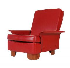 Pair of Midcentury Italian Modern Art Deco Lounge or Club Chairs in Red - 1761702