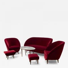 Pair of Milanese Armchairs with foot stools - 3257384