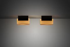 Pair of Milk Glass and Metal Ceiling Lights Europe 1970s - 4146821
