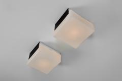 Pair of Milk Glass and Metal Ceiling Lights Europe 1970s - 4146837