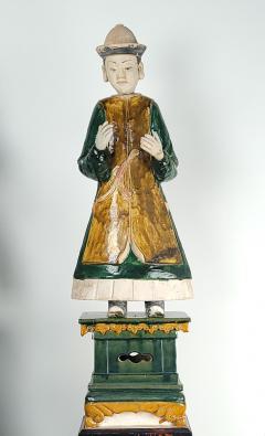 Pair of Ming Dynasty Court Figures on Lacquer Stands - 2562111