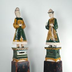 Pair of Ming Dynasty Court Figures on Lacquer Stands - 2562115