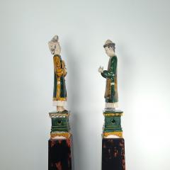 Pair of Ming Dynasty Court Figures on Lacquer Stands - 2562116