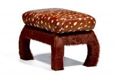 Pair of Ming Ottomans in New Hand Sewn Deer Print and Cinnamon Cowhides - 4549162
