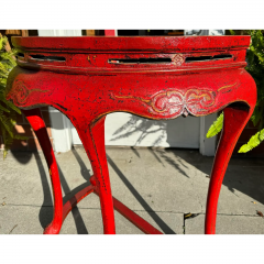 Pair of Ming Style Red Chinoiserie Console Tables or Center Table - 3474219