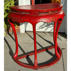 Pair of Ming Style Red Chinoiserie Console Tables or Center Table - 3474248