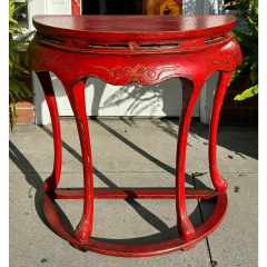 Pair of Ming Style Red Chinoiserie Console Tables or Center Table - 3474257