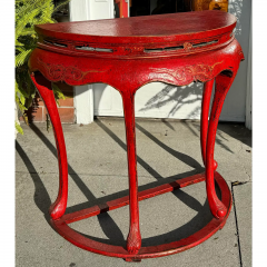 Pair of Ming Style Red Chinoiserie Console Tables or Center Table - 3474259