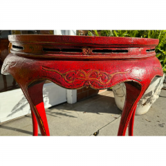 Pair of Ming Style Red Chinoiserie Console Tables or Center Table - 3474261