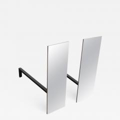 Pair of Minimalist Polished Nickel Rectangular Andirons - 1580256