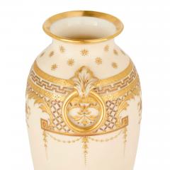 Pair of Minton Gilt Decorated Ivory Ground Porcelain Vases - 4613682