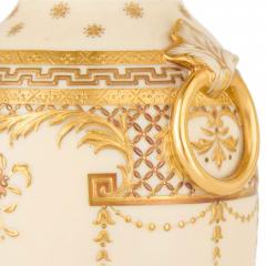 Pair of Minton Gilt Decorated Ivory Ground Porcelain Vases - 4613684
