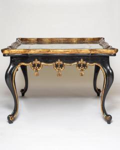 Pair of Mirrored Verre glomis Black and Gold Carved Tables - 2341622