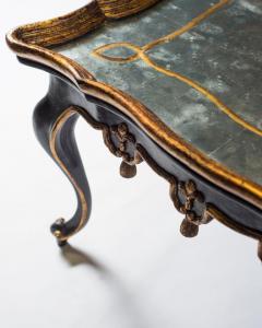 Pair of Mirrored Verre glomis Black and Gold Carved Tables - 2341623