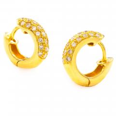 Pair of Modern 18k Yellow Gold Huggie Earrings with 44 Diamonds - 4503478