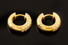 Pair of Modern 18k Yellow Gold Huggie Earrings with 44 Diamonds - 4503484
