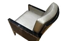 Pair of Modern Black Lacquer Chairs with Fur Accent - 4657261