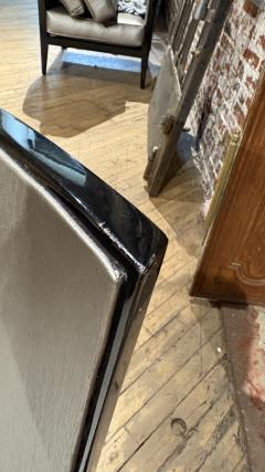 Pair of Modern Black Lacquer Chairs with Fur Accent - 4657264