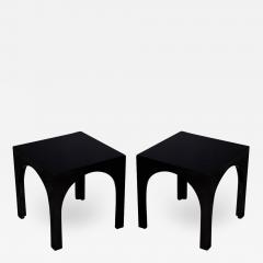 Pair of Modern Black Lacquered Polished End Tables - 2002255
