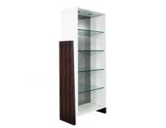 Pair of Modern Bookcase Display Cabinets in Ziricote Wood - 3323847