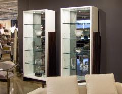 Pair of Modern Bookcase Display Cabinets in Ziricote Wood - 3323854