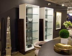 Pair of Modern Bookcase Display Cabinets in Ziricote Wood - 3323855