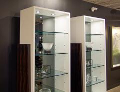 Pair of Modern Bookcase Display Cabinets in Ziricote Wood - 3323857