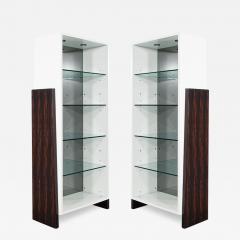 Pair of Modern Bookcase Display Cabinets in Ziricote Wood - 3324753