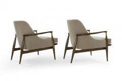 Pair of Modern Brass Accented Walnut Lounge Chairs 1950s - 1102503