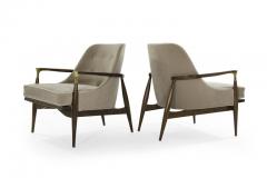 Pair of Modern Brass Accented Walnut Lounge Chairs 1950s - 1102504