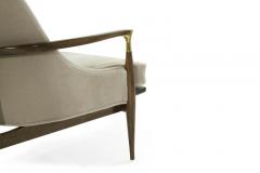 Pair of Modern Brass Accented Walnut Lounge Chairs 1950s - 1102506