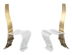 Pair of Modern Brass and Acrylic Accent Chairs - 4425863